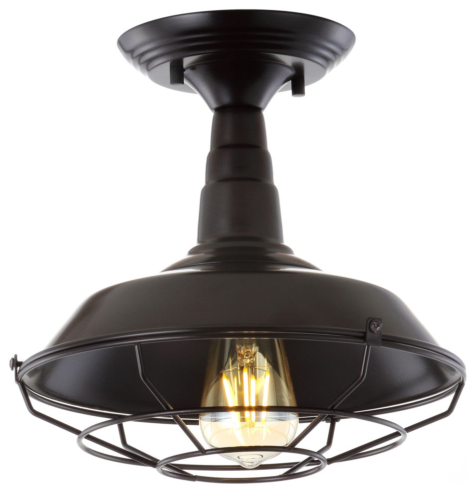 Gabe 10.2" Metal Led Semi-Flush Mount, Oil Rubbed Bronze