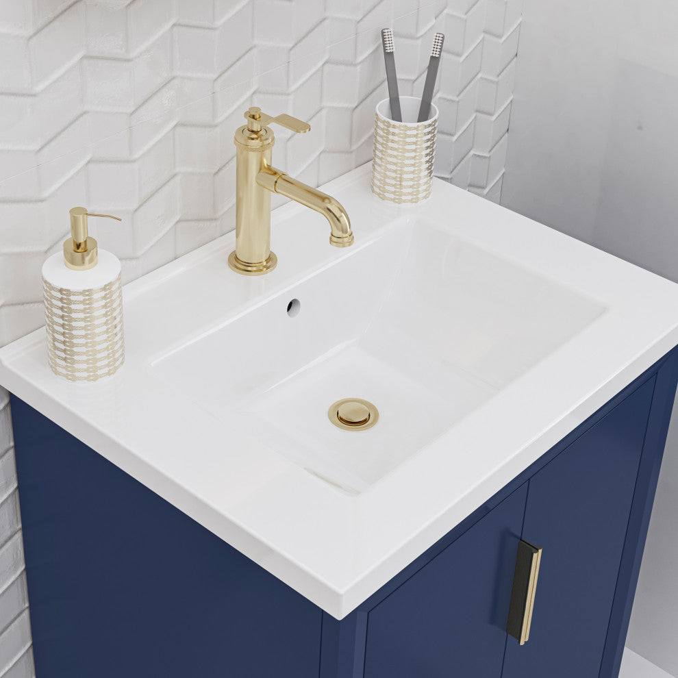 Elise 24 In. Ceramic Sink Top Vanity in Monarch Blue with Single Faucet