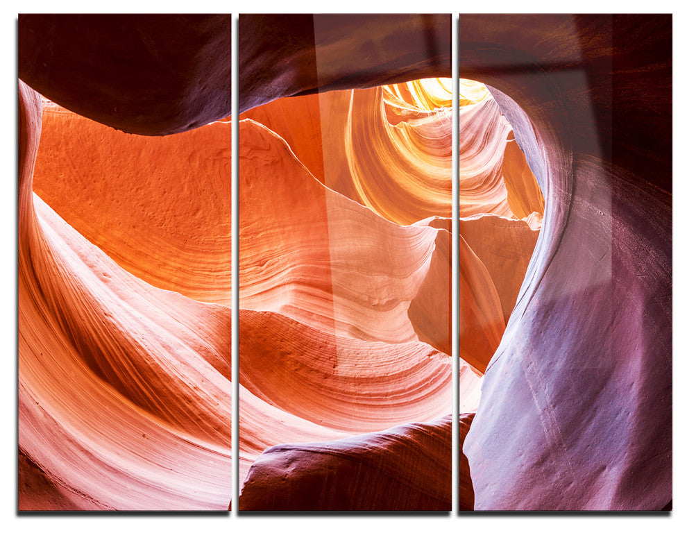 "Antelope Canyon Inside View" Photo Metal Wall Art, 3 Panels, 36"x28"