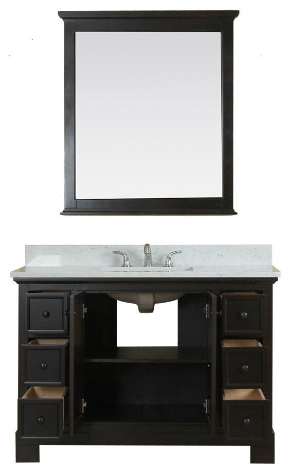 Richmond 48" Bathroom Vanity With Carrera Marble Top and Mirror