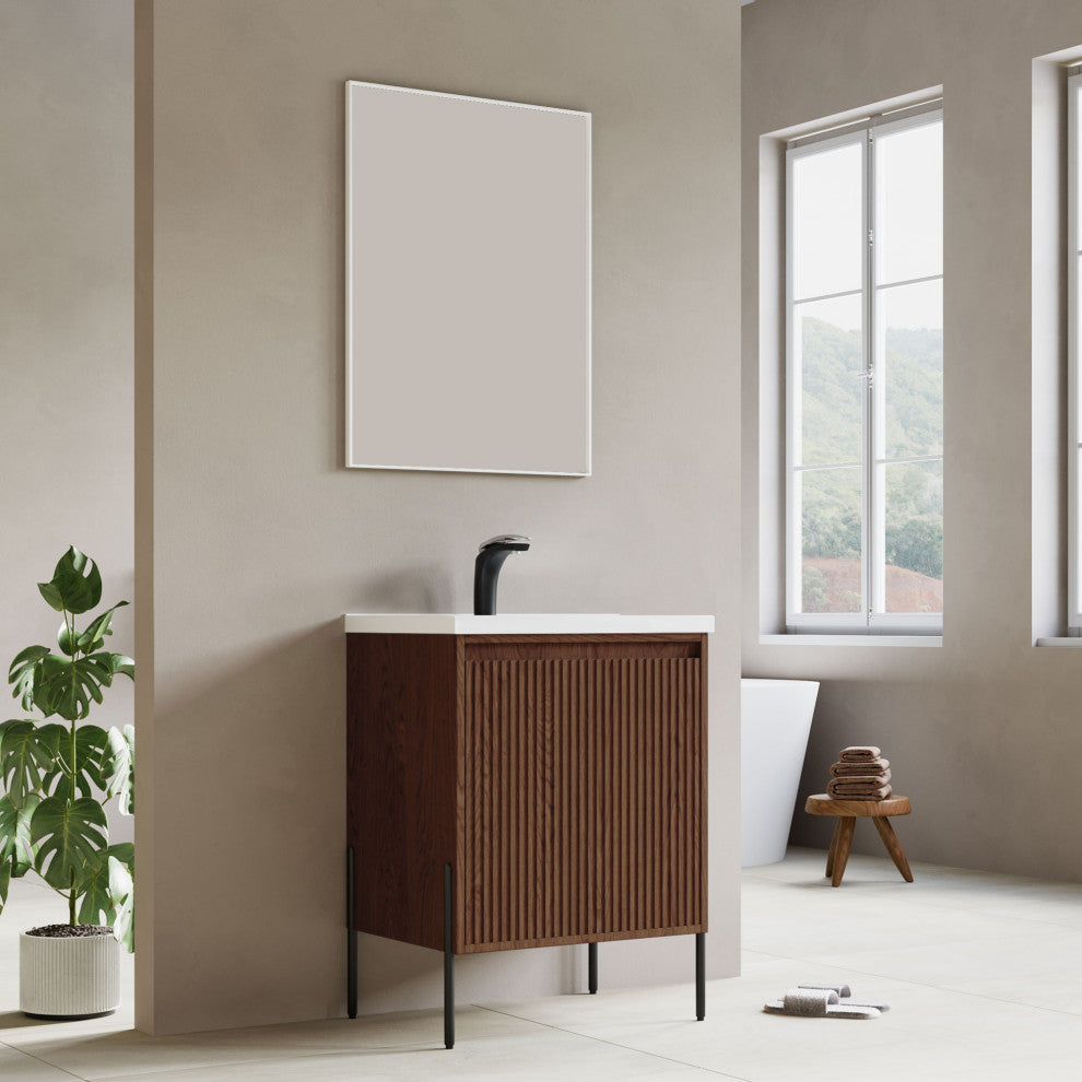 Flutie 24" Bathroom Vanity Set, Walnut