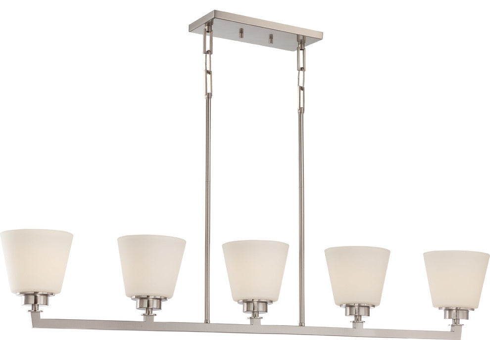Mobili 5 Light Island Pendant With Satin White Glass