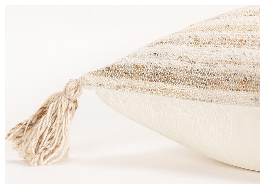 Sand Ivory Boho Weave Indoor Outdoor Throw Pillow