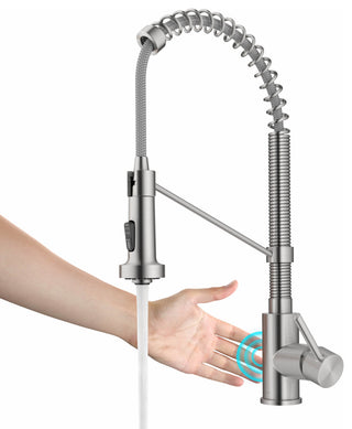 Bolden Commercial Style 2-Function Pull-Down 1-Handle 1-Hole Kitchen Faucet, Spot-Free Stainless Steel (Sensor Touchless)