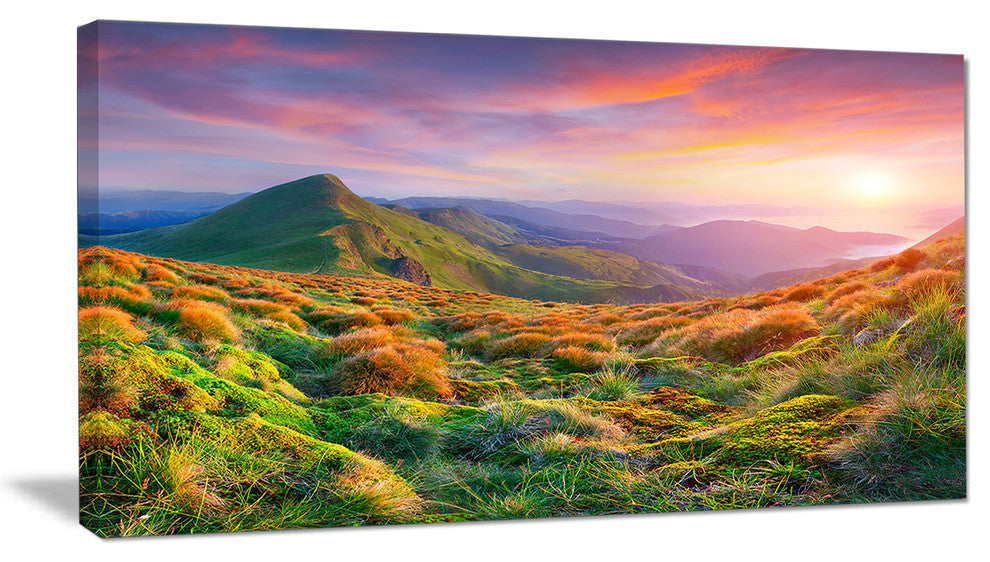 "Pretty Colorful Sunset in Mountains" Landscape Photo Wall Art, 32"x16"