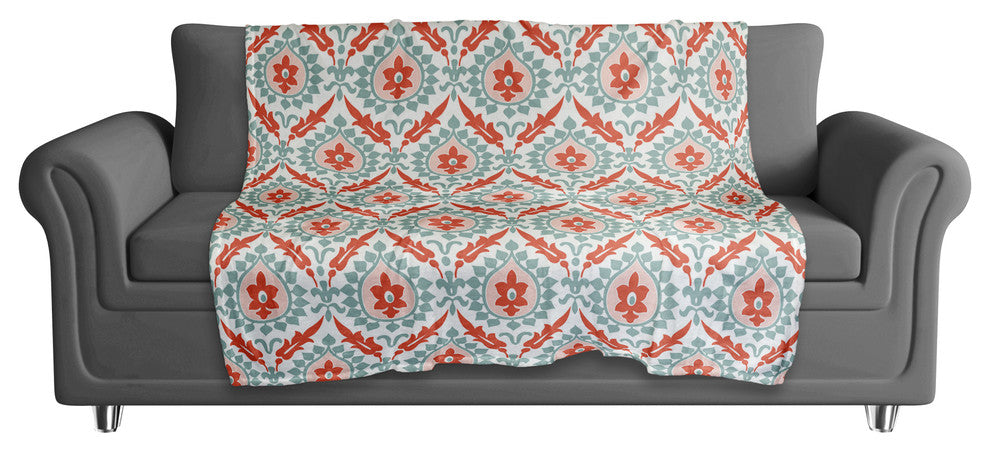 Ikat in Blue and Red Fleece Blanket