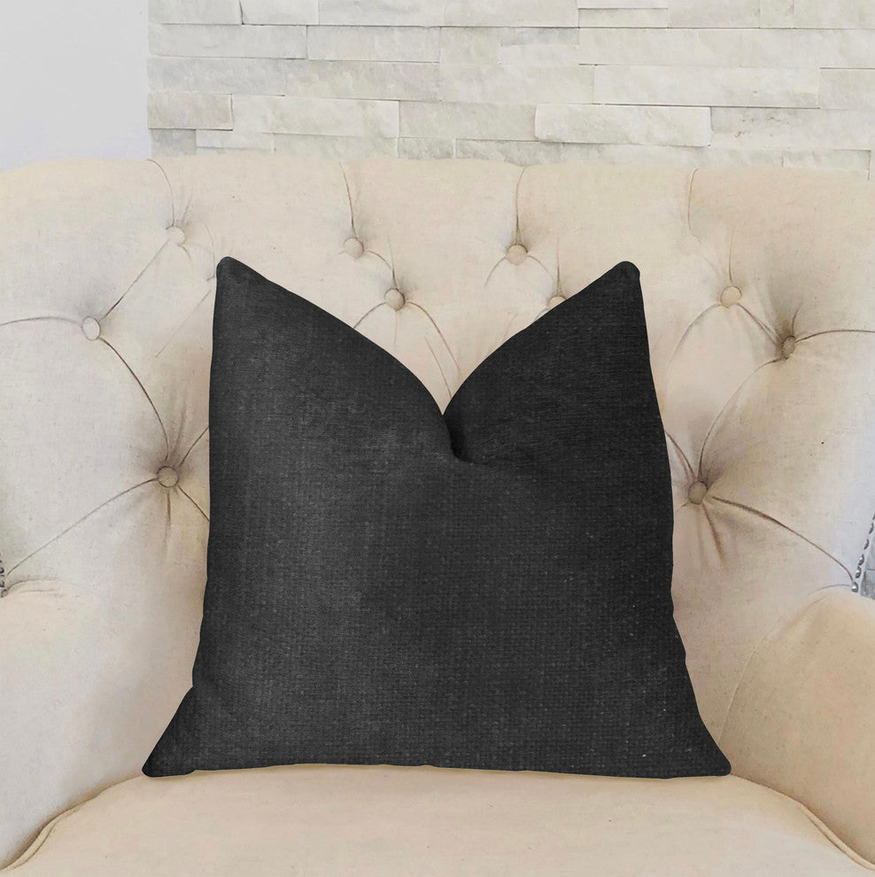 Luna Black Luxury Throw Pillow, 26"x26"