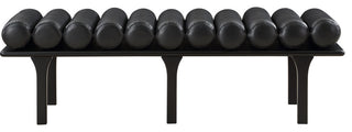 Landon Faux Leather Bench, Black, Black Finish