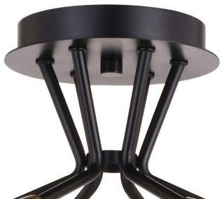 Ellis 16.25-in. 6 Light Semi-Flush Mount Matte Black and Satin Brass
