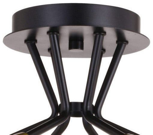 Ellis 16.25-in. 6 Light Semi-Flush Mount Matte Black and Satin Brass