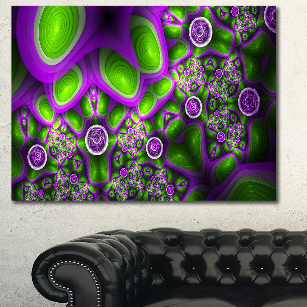 Green Purple Exotic Pattern, Abstract Wall Art Canvas, 40x30