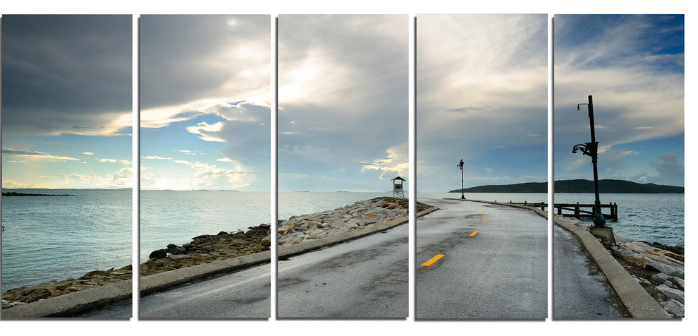 "Vintage Pathway into the Ocean" Sea Bridge Wall Artwork, 5 Panels