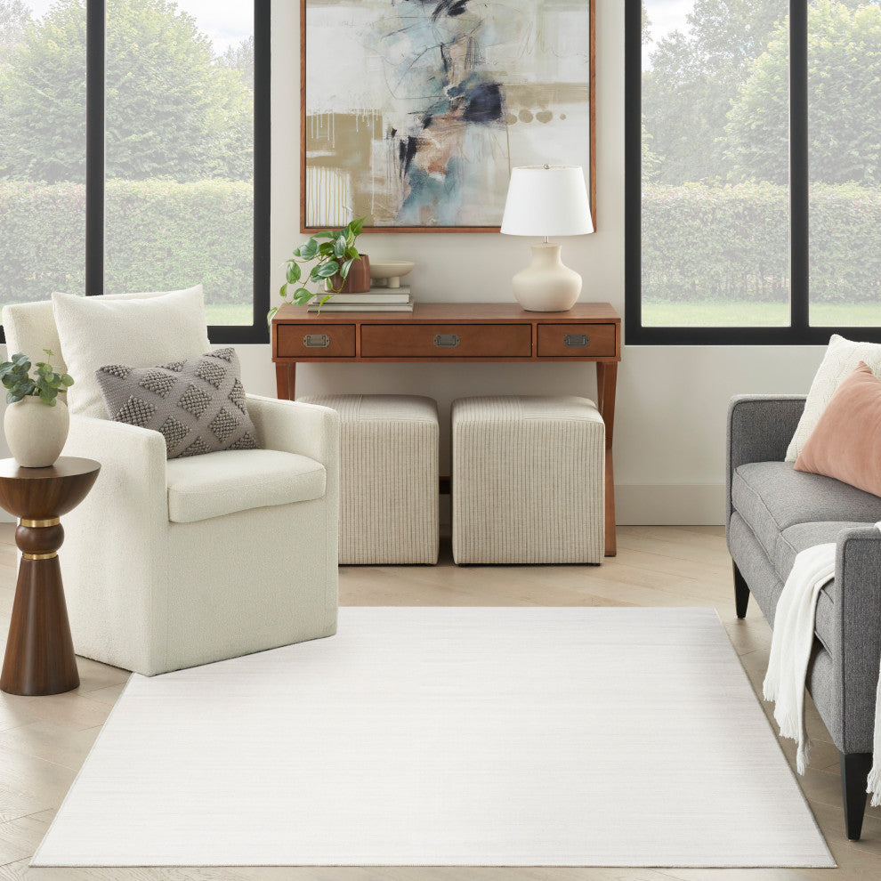 Nourison Washable Essentials 4' x 6' Ivory Grey Modern Indoor Rug