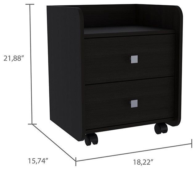 DEPOT E-SHOP Marsella Nightstand, Two Drawers, Superior Top, Metal Handle