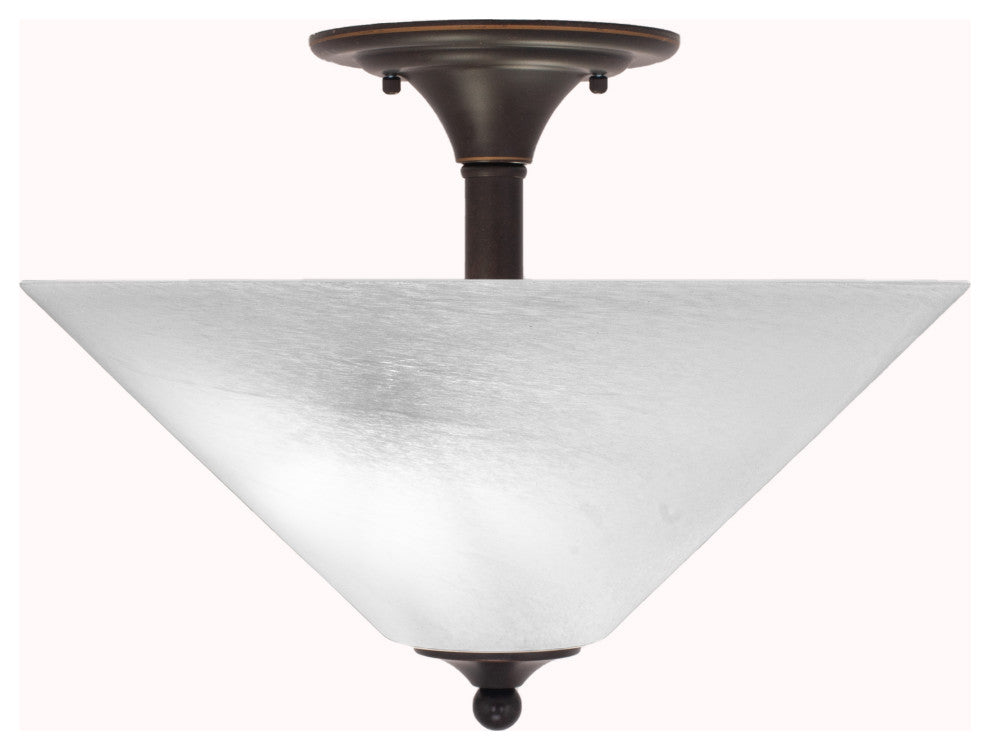 Semi-Flush 2-Light Semi-Flush Mount, Dark Granite/White Marble