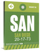"SAN San Diego Luggage Tag 2" Fine Art Print
