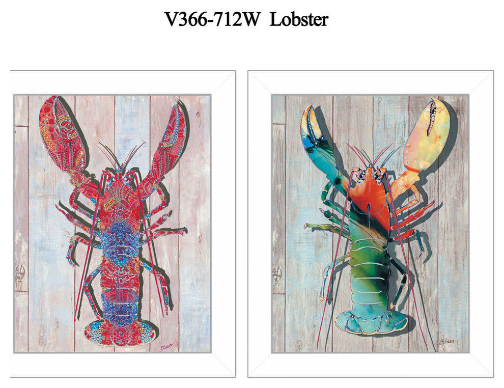 "Lobster" Collection By Sear, Printed Wall Art, Ready To Hang, White Frame