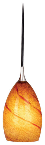 Milano 4-1/4" Mini Pendant Satin Nickel With Lava Swirl Glass