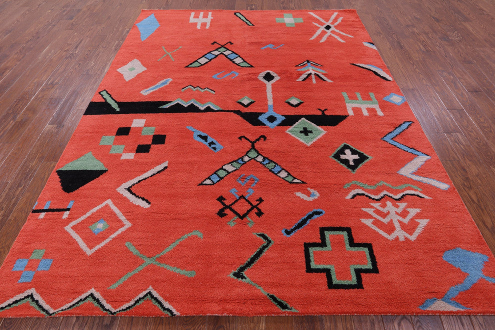 8' 0" X 10' 2" Moroccan Hand-Knotted Wool Rug - Q13109
