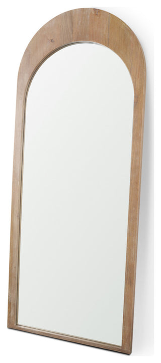 Celeste Light Brown Wood Arched Floor Mirror