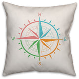 Colorful Compass 16x16 Throw Pillow Cover