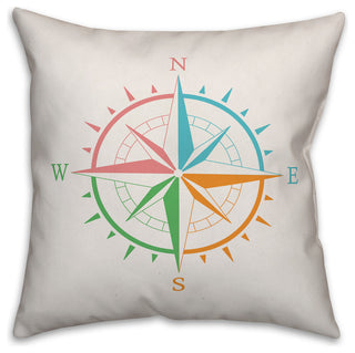 Colorful Compass 16x16 Throw Pillow Cover