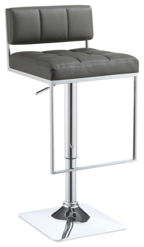 Adjustable Bar Stool, Chrome and Gray