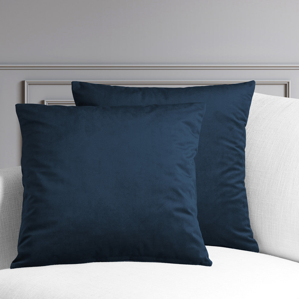 Heritage Plush Velvet Cushion Cover Pair, Eternal Blue, 18w X 18l