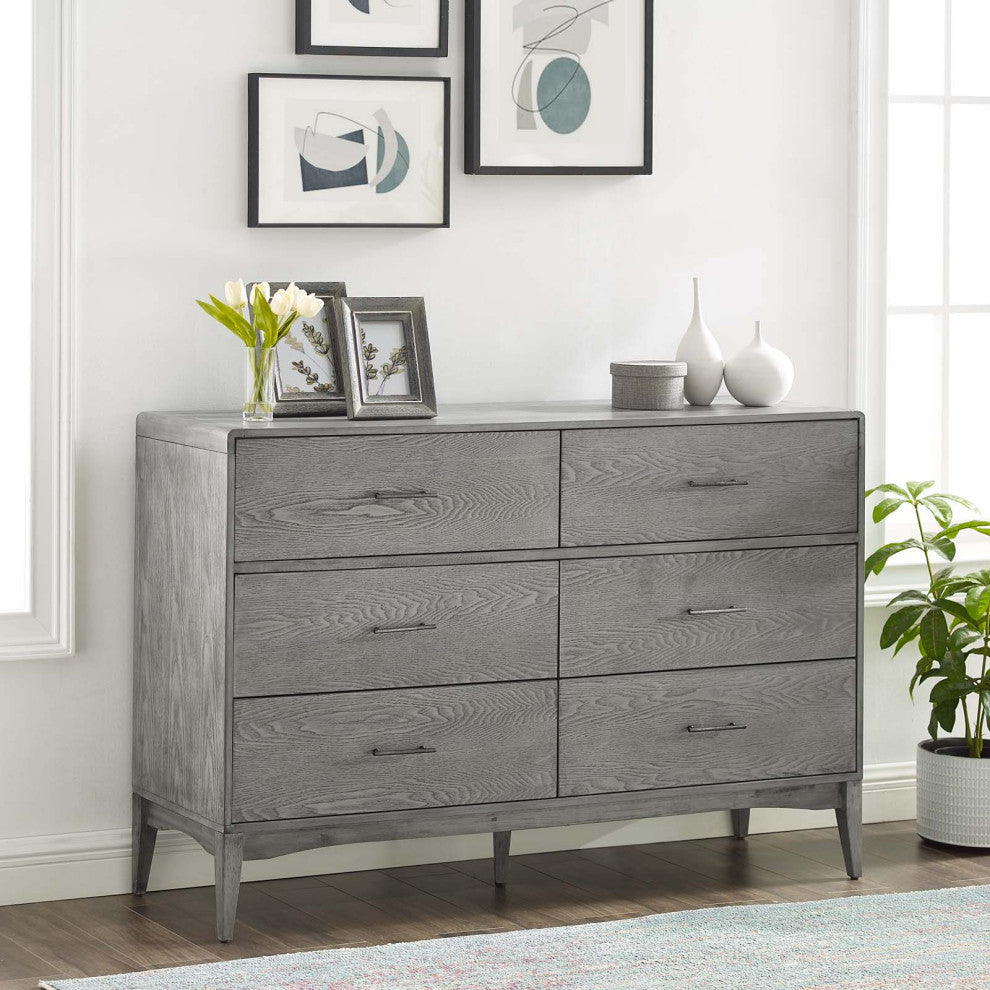 Dresser Drawer Chest Stand, Wood, Gray, Modern Farmhouse Living Room