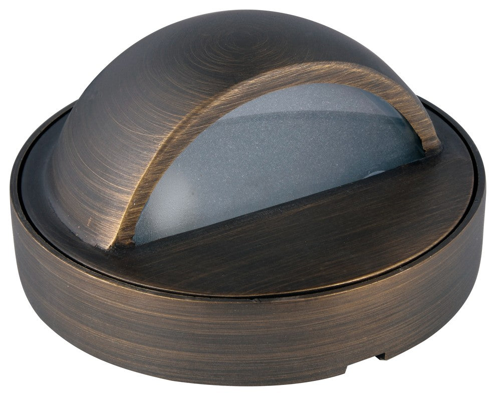 Deck Light D3.375"H2"Antique Brass Frosted Glass G4 Halogen 20W
