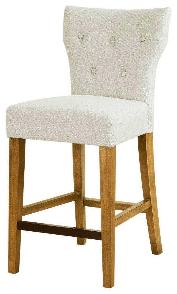 Madison Park Avila Tufted Bar Back Stools Counter Height Stool, Cream