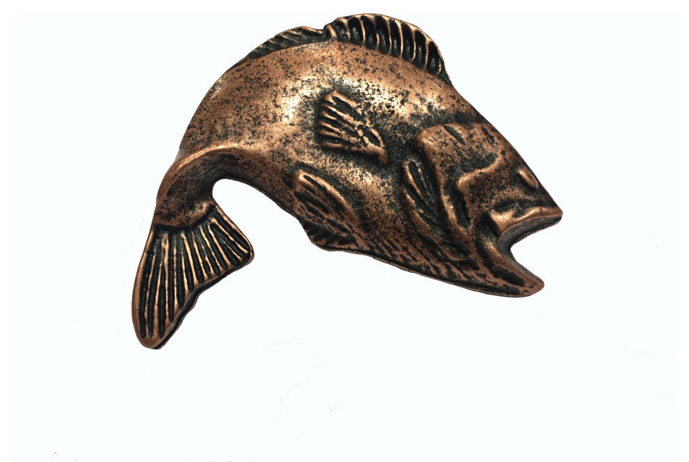 Big Bass 2 Cabinet Knob, Antique Copper