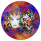 Colorful Tiger And Woman Face, Abstract Disc Metal Artwork, 36"
