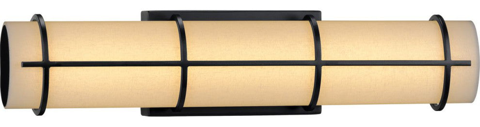 Grid LED 1-Light White Linen Glass LED Modern Wall Light, Black