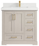 Boston 36" Center Sink Bath Vanity in Fine Grain 2" White Quartz