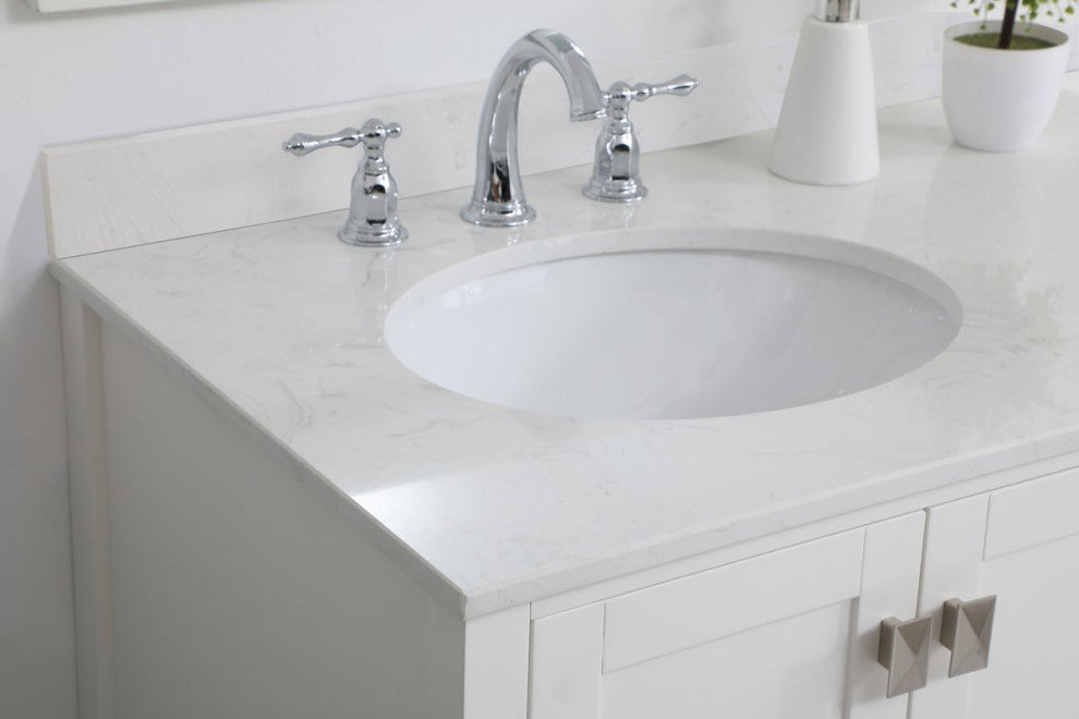 Iris 36" Single Bathroom Vanity, White With Backsplash