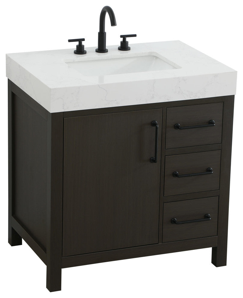 Home Living 32" Single Bathroom Vanity, Mocha Brown