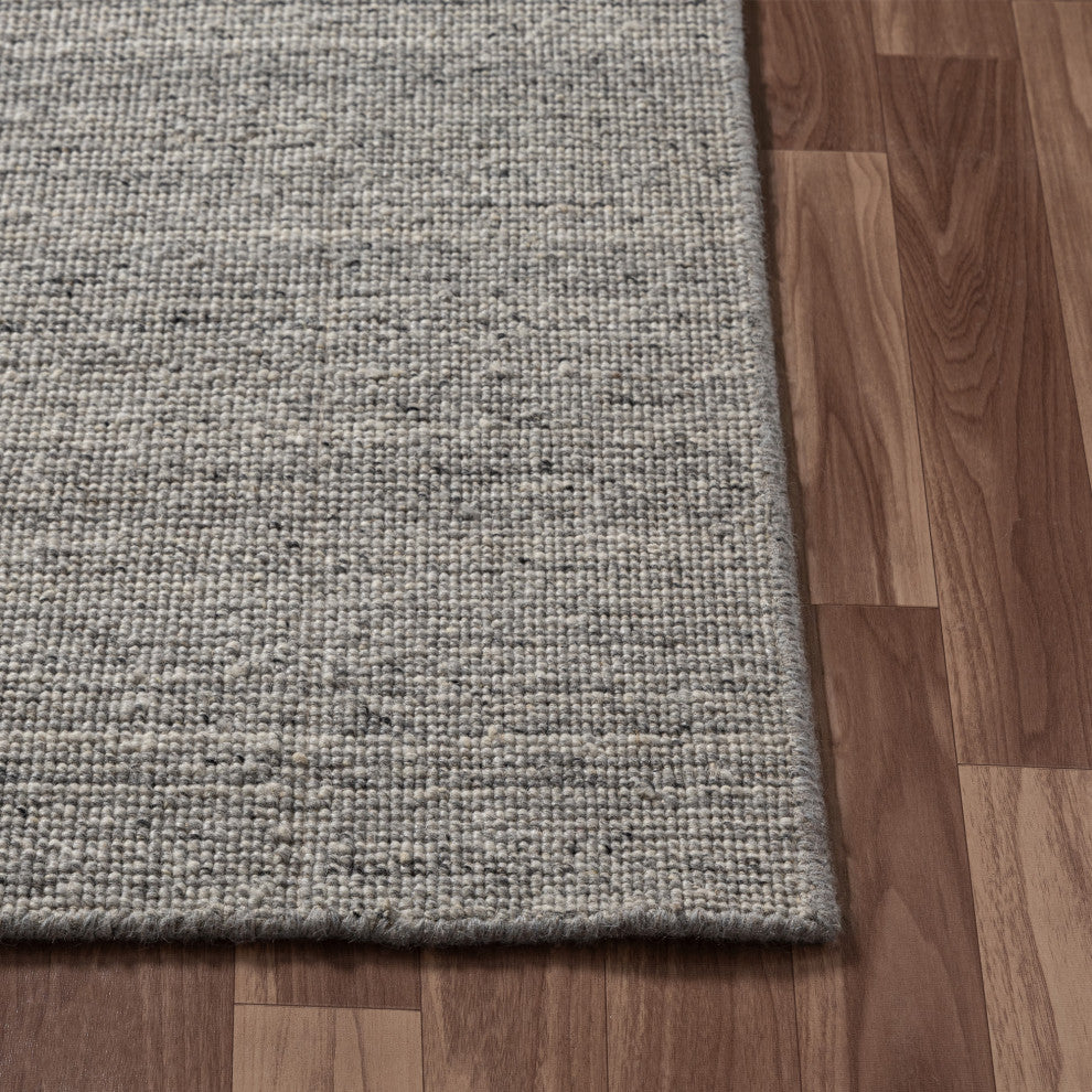 Zane Silver Industrial Solid Handwoven Wool/Cotton Indoor Area Rug
