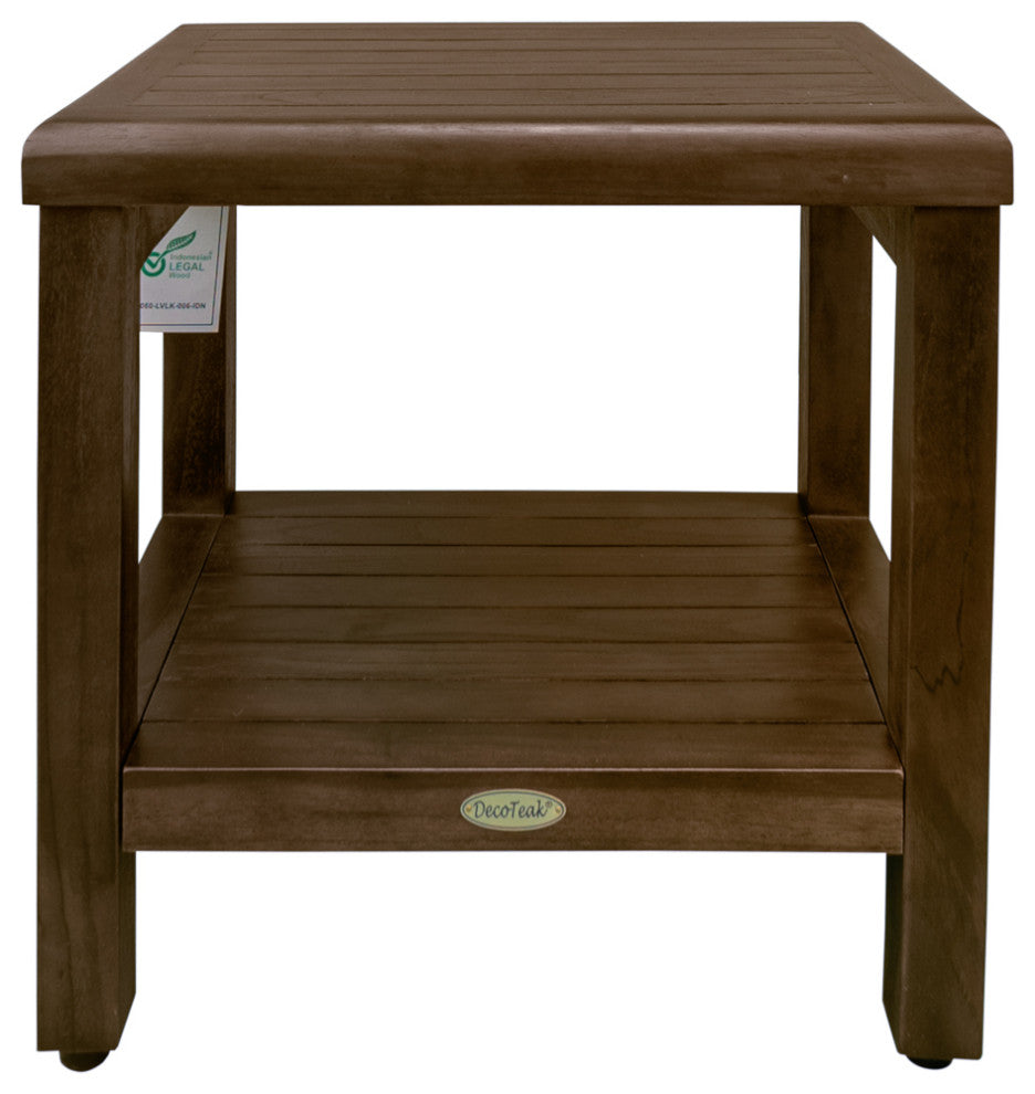 DecoTeak Classic 18" Teak Shower Bench With Shelf