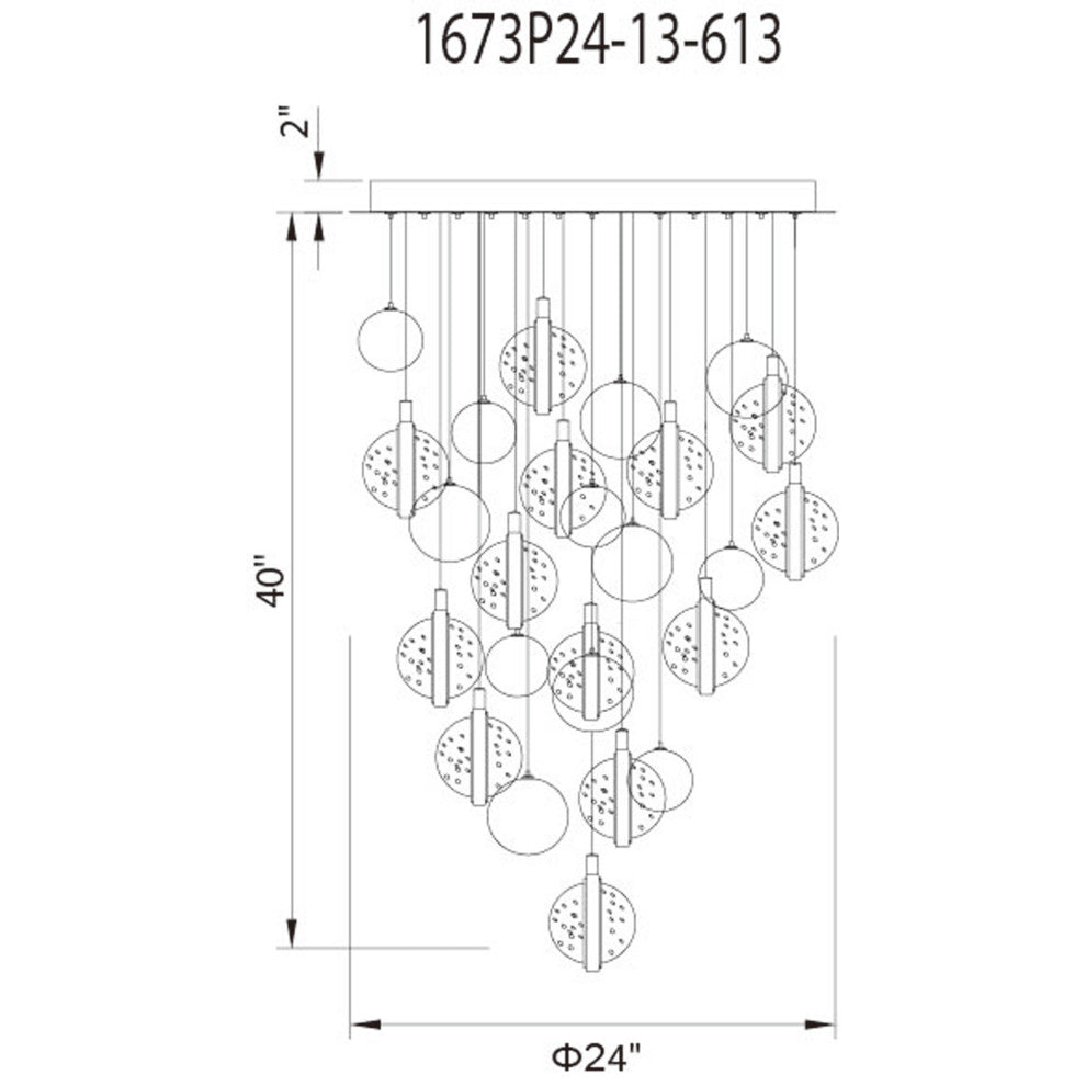 Salvador 24 in LED Integrated Polished Nickel Chandelier