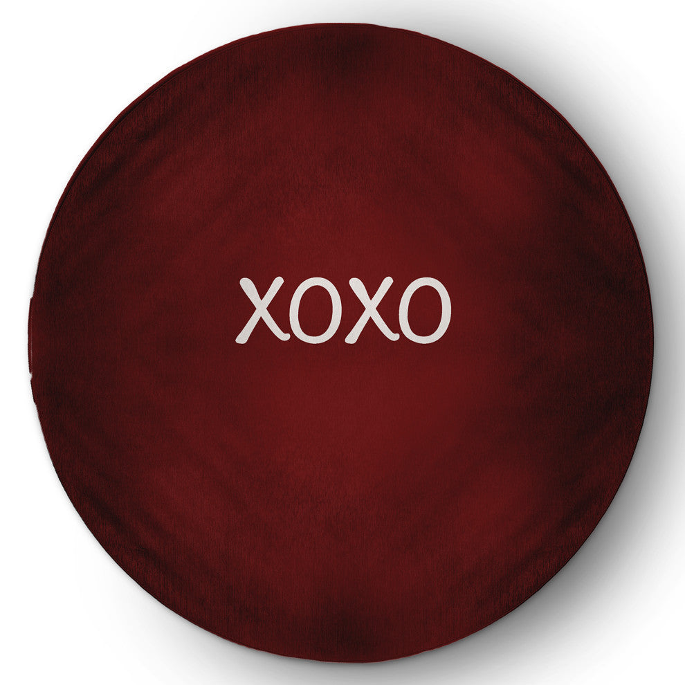 XOXO Valentines Chenille Rug, Maroon, 5' Round