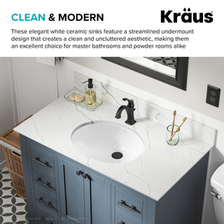 KRAUS Elavo 19.25 in. Oval Porcelain Ceramic Undermount Bathroom Sink