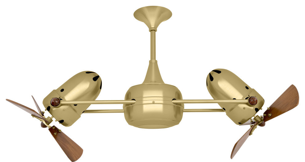 Duplo Dinamico Rotational Ceiling Fan With Mahogany Blades, Brushed Brass