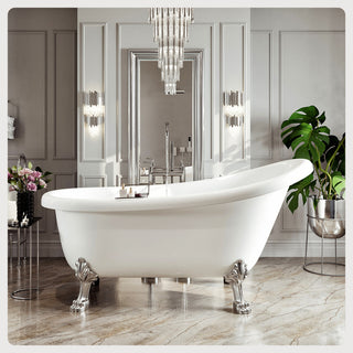 Eviva Stella 67 in. White Acrylic Clawfoot Bathtub
