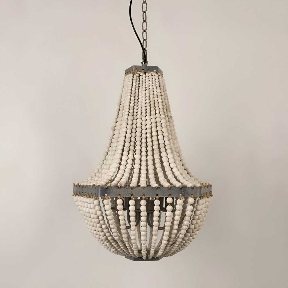 Couvin | Retro Wooden Beads Chandelier for Living Room, Empire Medium