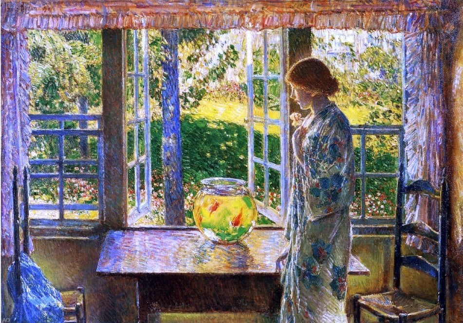 Frederick Childe Hassam A Goldfish Window, 18"x27" Wall Decal