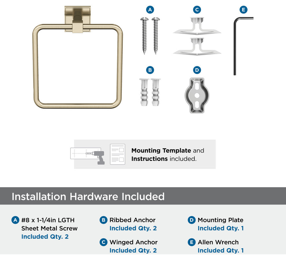 Amerock Appoint Traditional Towel Ring, Golden Champagne