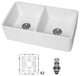 White Ceramic 33 in. Double Bowl Farmhouse Apron Kitchen Sink with Bottom Grid