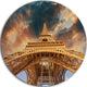 Paris Eiffel Tower In Paris With Sunset Colors, Disc Metal Artwork, 11"