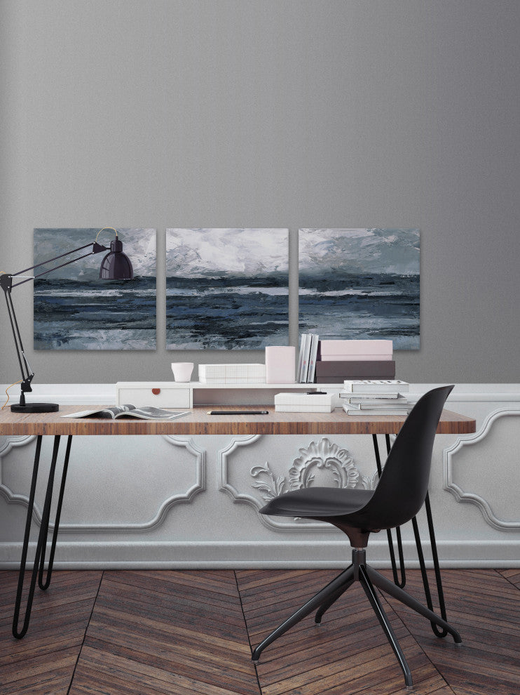 Dark Vast Ocean II Triptych, 120"x40"